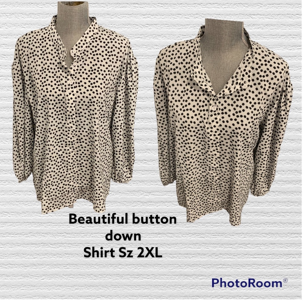NWT beautiful white/black flower top! Fabulous Sz 2XL
